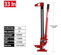 Cric Hydraulique Cric manuel for voiture tout-terrain, 20/33 pouces, barre d'escalade, support de avant, cric, élévateur récupération(33 Inch)