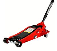 cric hydraulique, Cric surbaissé 4 t, Rouge et Noir, cric à Plancher Ultra Bas avec Pompe Double Piston