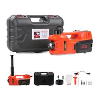 Cric Hydraulique Électrique 5T, 4 in 1 Cric électrique Voiture 12V avec Pompe Gonflable et lumière LED, 150-450mm Leve pour Voiture Pickup SUV Changement de Pneu Garage Réparation