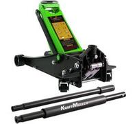 Cric hydraulique Kraft Müller professionnel 2.25T, Haut. de levage 49,5cm, Levée rapide avec système à double-pompe, Noir/Vert