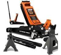 Cric hydraulique KraftMüller PRO 2,25 tonnes, Chandelles 3T, levage 50cm, Levée rapide à double-pompe, Garage AUTO Méca - ORANGE