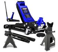 Cric hydraulique KraftMüller PRO 2,25 tonnes, Chandelles 3T, levage 50cm, Levée rapide à double-pompe, Garage AUTO Méca - BLU