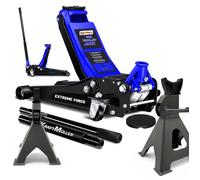 Cric hydraulique KraftMüller PRO 2,25 tonnes, Chandelles 3T, levage 50cm, Levée rapide à double-pompe, Garage AUTO Méca - BLU