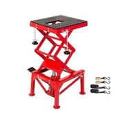 Cric hydraulique portable for moto, capacité de charge de 300 lb, table élévatrice rouge, argent, bleu, avec sangles de fixation(Red and Silver)