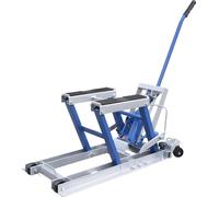 Cric hydraulique pour moto, capacité de levage de 1500 lbs, mécanisme actionné par le pied, bleu