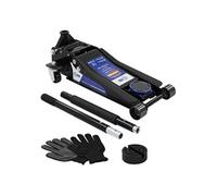 Cric hydraulique rouleur 3T profil bas 83-465 mm double piston de levage rapide tampons en caoutchouc roulettes pivotantes à 360° gants de montage