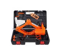 Cric Losange 3 T 12 V DC Cric Électrique à Ciseaux Levée 130-370 mm 170-420 mm Cric de Levage Auto avec Manivelle Coffret Kit de R