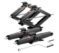 VEVOR Cric Losange Capacité 2268 kg Plage de Levage 103-595 mm, Cric Ciseaux 4PCs, Stabilisateur de Nivellement pour Camping-car Caravane, avec Manivelle, Douille et Niveaux à Bulle, pour Voyage