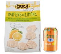 Crich Wafers con Crema al Citron Lot de 10 sachets de 250 g + 1 boîte de thé glacé à la pêche 330 ml