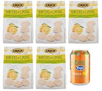 Crich Wafers con Crema al Limone, gaufre avec crème au citron, biscuits sucrés de 250 g + 1 boîte de thé glacé de yoga à la pêche 330 ml