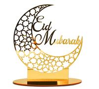 Cricia Ornement Acrylique Eid Mubarak, Croissant Acrylique Eid Mubarak/Ramadan Kareem/Allah Ornements, décoration Golden Moon Eid Mubarak