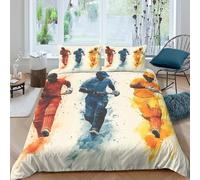 Cricket player Ensemble De Literie 3 pièces Microfibre Hypoallergique Imprimé en 3D Léger Watercolor sports Linge de Lit avec Fermeture Éclair Confortable for Chambre à Coucher King（220x240cm）
