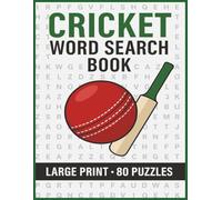 Cricket Word Search Large Print 80 puzzles: Easy to read Cricket Puzzles for Adults and Seniors - Players, Teams, Tournaments & World Cup History