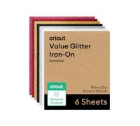 Cricut échantillon de vinyle de transfert thermique, Glitter, 30.5 x 30.5cm, vinyle de transfert thermique HTV, Iron-on Vinyl pour tissu et T-shirts - lot de 6 feuilles