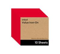 Cricut échantillon de vinyle de transfert thermique, rouge, 30.5 x 30.5cm, vinyle de transfert thermique HTV, Iron-on Vinyl pour tissu et T-shirts - lot de 10 feuilles