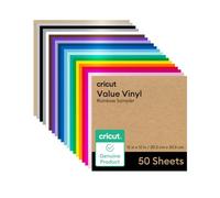 Cricut échantillon vinyle adhésif permanent, 30.5 cm × 30.5 cm, pack assorti arc-en-ciel, idéal pour personnaliser mugs, carnets, décoration intérieure et projets DIY - lot de 50 feuilles