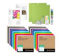 Cricut Ensemble de matériaux et accessoires tout-en-un - Comprend du vinyle, du vinyle thermocollant, du papier autocollant, du HTV imprimable, des outils, des tapis, des stylos et plus encore
