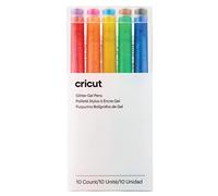 Cricut Glitzer Gel 0,8mm, 10er Set de broches bleu, jaune, orange, vert, rouge, noir, marron, bleu c