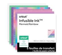Cricut feuilles de transfert Infusible Ink + papier de protection, Mermaid, pour des transferts thermiques lisses, 30.5cm x 30.5cm, pour la presse à chaud Cricut