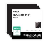 Cricut Feuilles de Transfert Infusible Ink + Papier de Protection, Noir, pour des transferts Thermiques Lisses, 30.5cm x 30.5cm, pour la Presse à Chaud