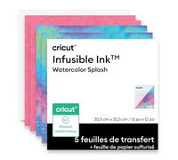 Cricut Feuilles de Transfert Infusible Ink + Papier de Protection, Watercolor Splash, for Heat Transfers, 30.5cm x 30.5cm, pour la Presse à Chaud