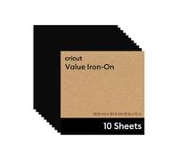 Cricut Vinyle thermocollant | 10 feuilles | 30,5 x 30,5 cm | Vinyle de transfert thermique (HTV) pour toutes les machines de découpe Cricut | Noir