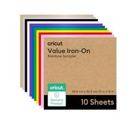 Cricut Lot de 10 échantillons thermocollants arc-en-ciel 30,5 x 30,5 cm