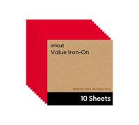 Cricut Lot de 10 feuilles de vinyle thermocollant - 30,5 x 30,5 cm - Vinyle de transfert thermique (HTV) pour toutes les machines de découpe Cricut - Rouge