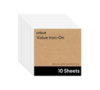 Cricut Lot de 10 feuilles de vinyle thermocollant, 30,5 x 30,5 cm, vinyle de transfert thermique (HTV) pour toutes les machines de découpe Cricut - Blanc