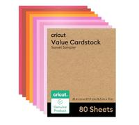 Cricut Lot de 80 feuilles de papier cartonné, échantillon de coucher de soleil, 21,6 x 27,9 cm, compatible avec les machines Joy Xtra, Explorer et Maker - Format lettre