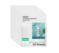 Cricut Set de Stickers imprimables, Blanc, A4, Set de Stickers imperméables pour imprimantes Jet d'encre, Compatible avec Toutes Les Machines Lot de 20