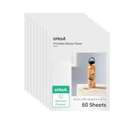 Cricut Set de Stickers imprimables, Blanc, A4, Set de Stickers imperméables pour imprimantes Jet d'encre, Compatible avec Toutes Les Machines Lot de 50