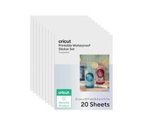 Cricut Set de Stickers imprimables, Transparent, A4, Set de Stickers imperméables pour imprimantes Jet d'encre, Compatible avec Toutes Les Machines Lot de 20