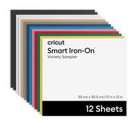 Cricut Smart échantillon de vinyle de transfert thermique, pack assorti, 30.5 x 30.5cm, vinyle de transfert thermique HTV, Iron-on Vinyl, compatible avec Cricut Maker et Explore - lot de 20 feuilles