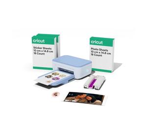 Cricut StickerPix Print™ - Pack Essential | Imprimante compacte pour photos et stickers, photos, étiquettes et stickers prédécoupés, avec fournitures essentielles