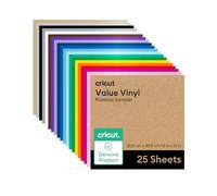 Cricut Lot de 25 feuilles de vinyle permanent auto-adhésives pour toutes les machines à découper Cricut Échantillon arc-en-ciel 30,5 x 30,5 cm