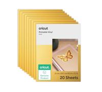 Cricut Vinyle Imprimable, A4, Or, Vinyle Imprimable pour imprimantes Jet d'encre, Compatible avec Toutes Les Machines Lot de 20 Feuilles