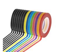 cridoz Lot de 15 rouleaux de ruban adhésif fin de 3 mm pour tableau blanc à faible adhérence pour tableaux effaçables à sec, travaux manuels et surfaces délicates - Couleurs assorties