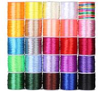 Cridoz Lot de 25 bobines de Cordon satiné Soyeux Multicolore pour Bracelets, Colliers, macramé, Sacs à Cordon, Cordon de Perlage pour Loisirs créatifs
