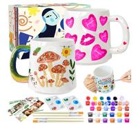 Crifeton Keramik Bemalen Set, Tassen Bemalen Set Enthält Tassen, Pinsel, Farben und Anleitung zum Malen, Töpferset für Zuhause, Bastelset Erwachsene
