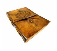 CRIGEMA - Agenda en cuir - Cahier à notes fait main - Feuilles blanches - 17,5 x 12,5 cm - 240 pages (BUDDHA)