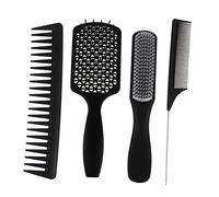 CRILSTYLEO 1ensemble Peigne De Coiffure Plastique Large à Dents Kit De Peigne De Massage Humide Et Sec Démêlant Pour Cheveux Bouclés Et Épais Coloris Noir Avec Boîte De Rangement