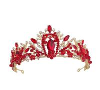 CRILSTYLEO 1pièce Couronne De Mariage Cristal Avec Diamants Rouges Accessoire Élégant Pour Mariée Tiare Brillante Pour Femmes Et Demoiselles Honneur