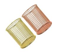 CRILSTYLEO 2 Pièces Porte-stylo En Fer Décor De Table Porte-stylo En or Rose Pinceau Cosmétique Vitrine Cosmétique Stylo Vintage Porte-stylo Circulaire Pinceau De Maquillage Fil De Fer Golden