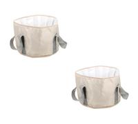 CRILSTYLEO 2 Pièces Seau Pliant Piscine Siège De Bain Bébé Bouteille D'eau Bain De Pieds à Eau Pliable Trempeur Bassin De Pied Polochon Lavage Beige Membrane Imperméable En Peva Épaissie