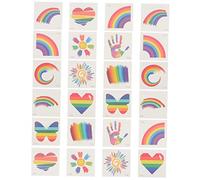 CRILSTYLEO 24pièces Autocollants Temporaires Lgbt Rainbow De Fierté Gay Pour Festivals Et Stickers Colorés Pour Visage Et Corps