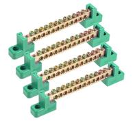 CRILSTYLEO 4 pièces Bloc de Barres Omnibus Cuivre Bornier de Mise Terre Vert avec Base et Vis pour Boîte Dérivation et Tableau Électrique Connecteur Câblage Fiable et Facile à Installer