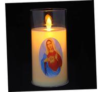CRILSTYLEO Bougie LED de Prière Vierge Bougie sans Flamme à Piles pour Ambiance Catholique Lumière Église Décoration Religieuse Veilleuse