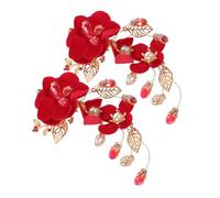CRILSTYLEO Ensemble De 2 Barrettes À Cheveux Élégantes Pour Mariage En Métal Et Tissu Avec Strass Et Fleurs Pour Mariée Et Demoiselle Dhonneur