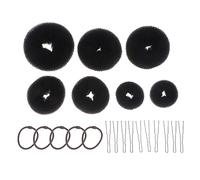 CRILSTYLEO Ensemble De 22 Chignons Pour Cheveux Pinces En U Et Cordes Élastiques Pour Un Style Élégant Accessoires De Coiffure Noir
